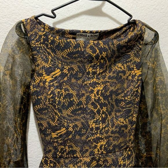 New Chiara Boni La Petite Robe Hasana Sheer-Sleeve Peplum Dress 6/40 Italy $750 - Picture 6 of 14